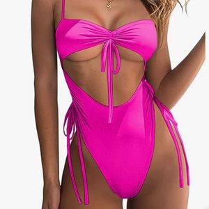 High waisted one piece bathing suit with adjustable straps